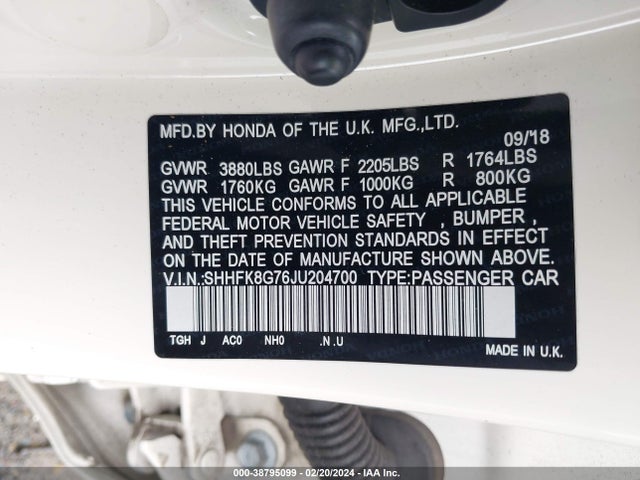 Honda Civic Type R Touring 2018 SHHFK8G76JU204700 Image 9