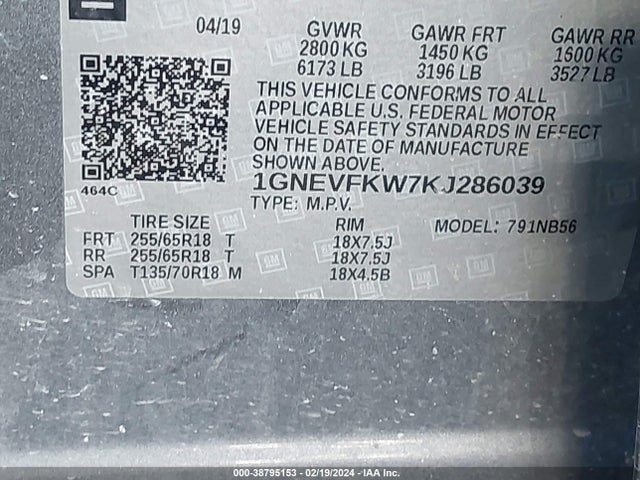 Chevrolet Traverse Ls 2019 1GNEVFKW7KJ286039 Image 9