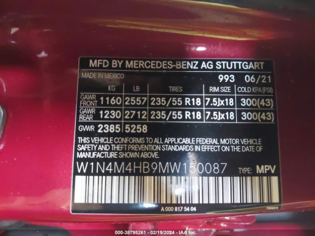 2021 MERCEDES-BENZ GLB 250 W1N4M4HB9MW150087 Photo 8