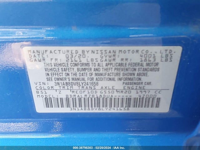 Nissan Sentra Sr Xtronic Cvt 2020 3N1AB8DV8LY241658 Image 9