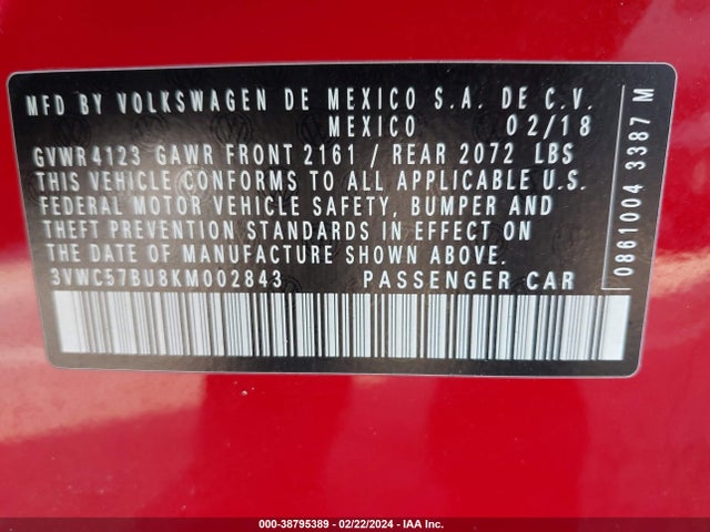 3VWC57BU8KM002843 Volkswagen JETTA