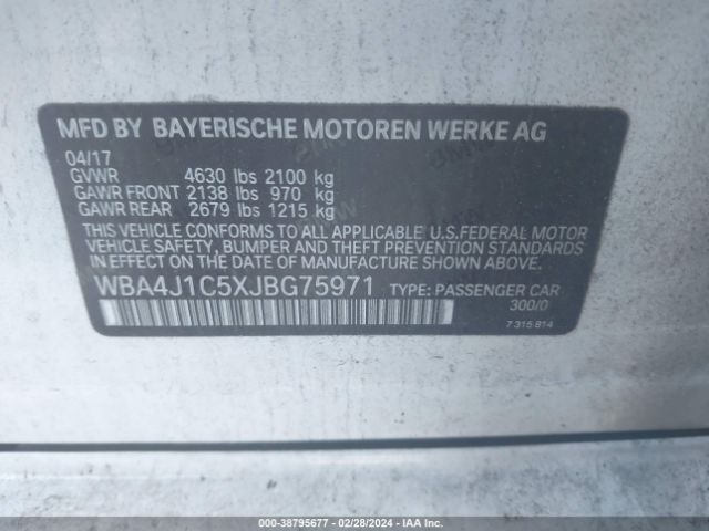 WBA4J1C5XJBG75971 BMW 430i Gran Coupe