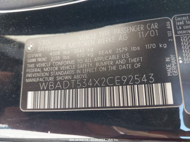 2002 BMW 530I WBADT534X2CE92543 Photo 8