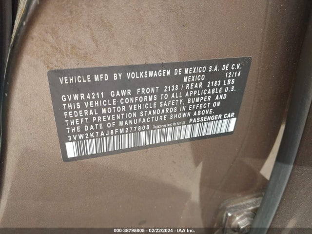 3VW2K7AJ8FM277808 Volkswagen Jetta 2.0l S