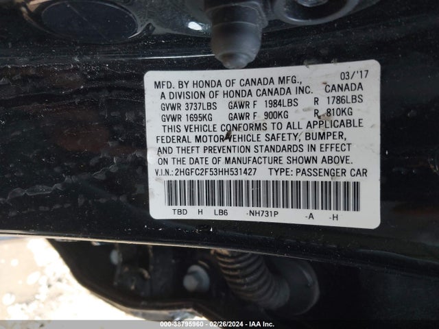 Honda Civic Lx 2017 2HGFC2F53HH531427 Image 9