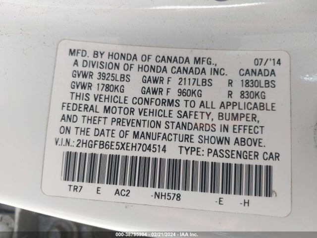 Honda CIVIC SI 2014 2HGFB6E5XEH704514 Image 9