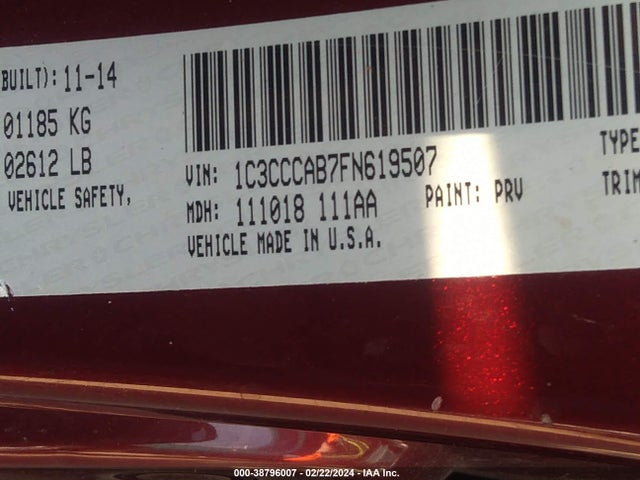 Chrysler 200 Limited 2015 1C3CCCAB7FN619507 Image 9