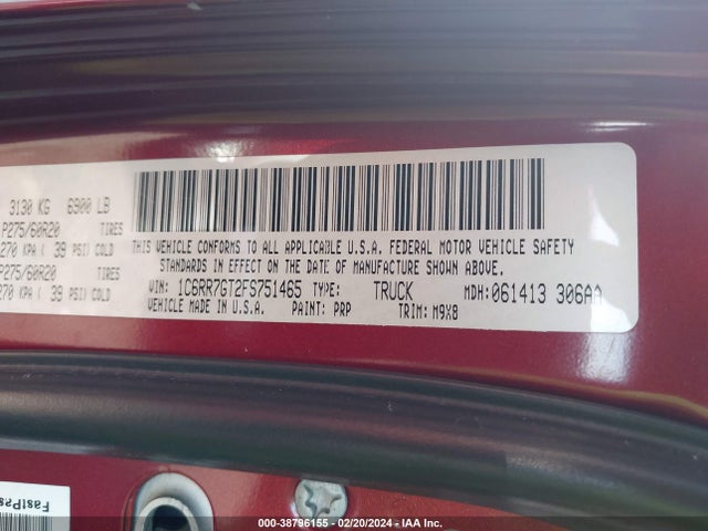 1C6RR7GT2FS751465 RAM 1500 Big Horn