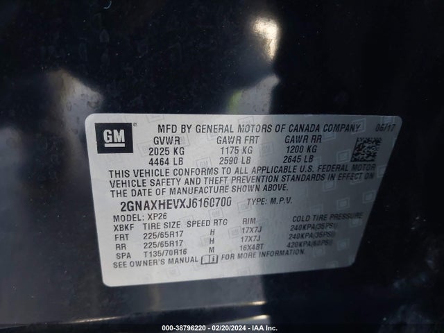 Chevrolet EQUINOX LS 2018 2GNAXHEVXJ6160700 Image 9