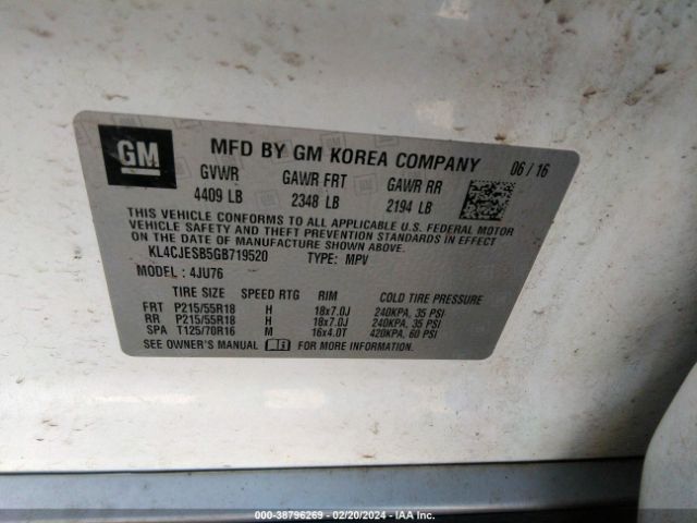 KL4CJESB5GB719520 Buick Encore