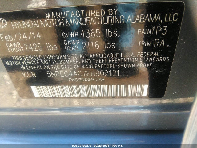Hyundai SONATA SE 2014 5NPEC4AC7EH902121 Image 9