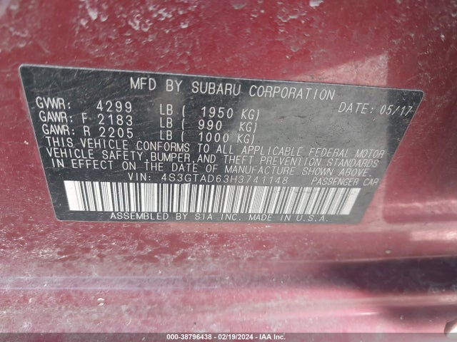 Subaru Impreza 2.0i Premium 2017 4S3GTAD63H3741148 Image 9