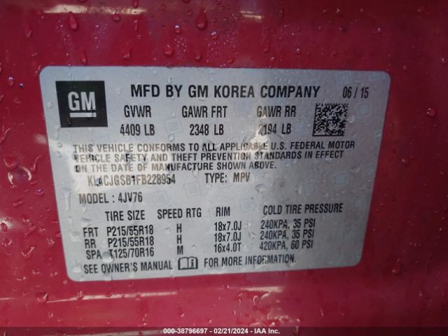 KL4CJGSB1FB228954 Buick Encore Leather