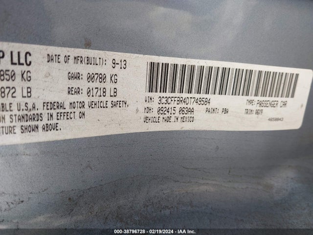 2013 FIAT 500 3C3CFFBR4DT749584 Photo 8