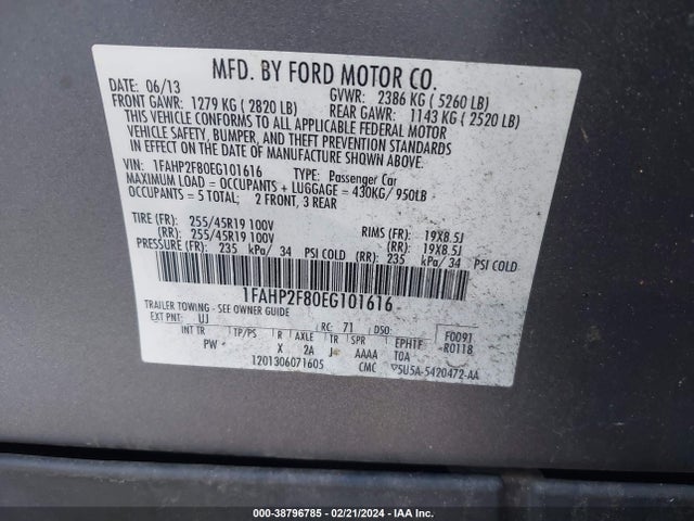 1FAHP2F80EG101616 Ford Taurus Limited
