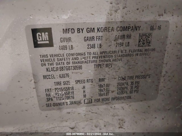 KL4CJFSB7GB730590 Buick Encore Convenience