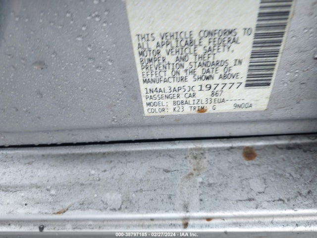 Nissan Altima 2.5 Sv 2018 1N4AL3AP5JC197777 Image 9