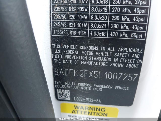 2020 JAGUAR E-PACE SADFK2FX5L1007257 Photo 8