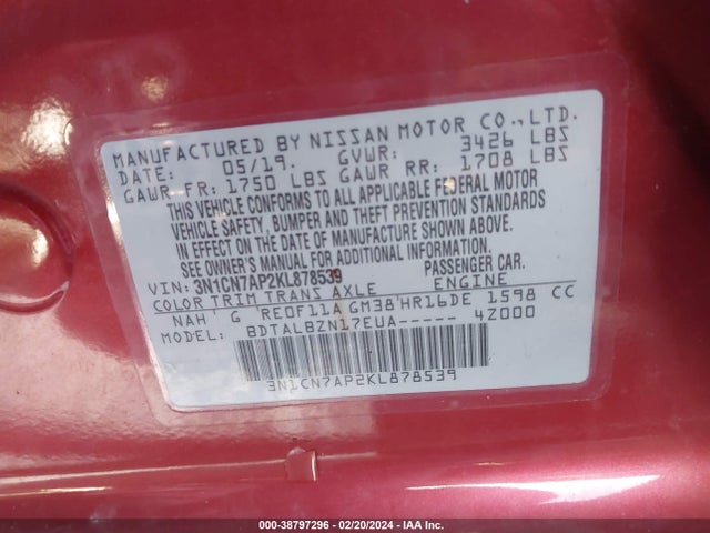 Nissan Versa 1.6 Sv 2019 3N1CN7AP2KL878539 Image 9