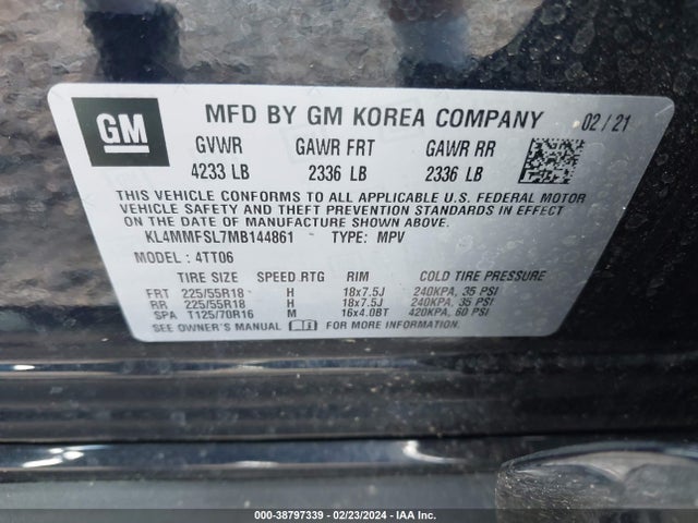 2021 BUICK ENCORE GX FWD ESSENCE VIN: KL4MMFSL7MB144861