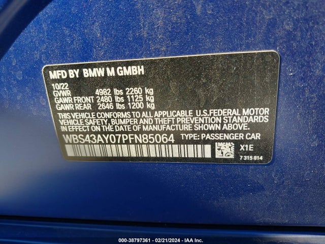 BMW M3 Competition Xdrive 2023 WBS43AY07PFN85064 Image 9