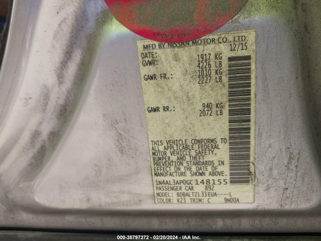 Nissan Altima 2.5 Sl 2016 1N4AL3AP0GC148155 Image 9