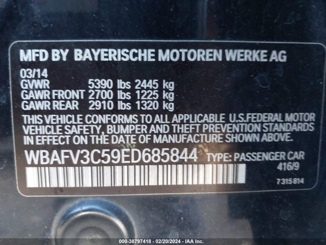 BMW 535d Xdrive 2014 WBAFV3C59ED685844 Image 9