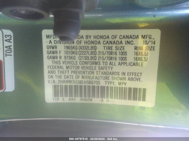 Honda CR-V LX 2014 2HKRM3H38EH566705 Image 9
