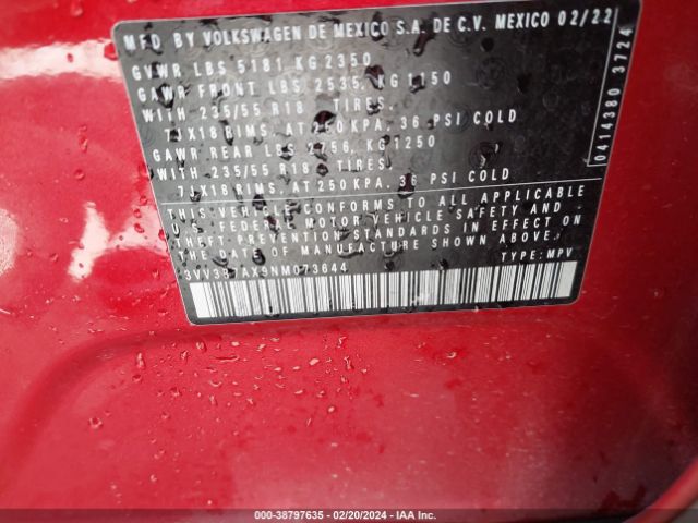 3VV3B7AX9NM073644 Volkswagen Tiguan 2.0t Se