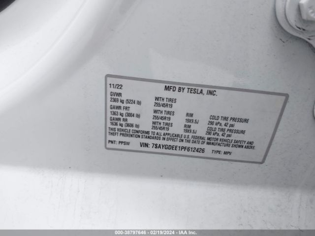 2023 TESLA MODEL Y 7SAYGDEE1PF612426 Photo 8
