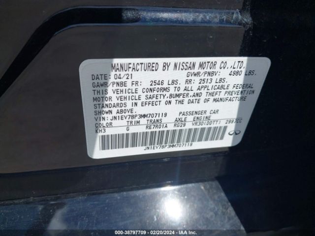 JN1EV7BP3MM707119 Infiniti Q50 LUXE