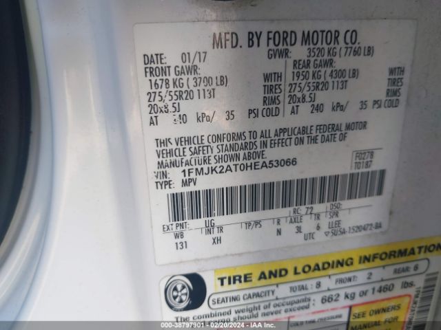 1FMJK2AT0HEA53066 Ford Expedition El Limited