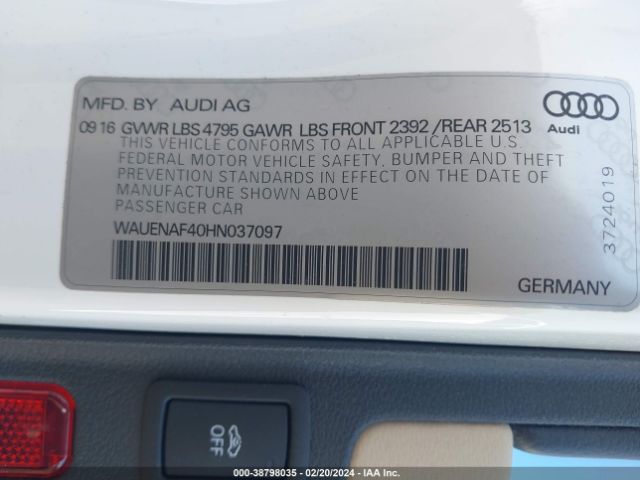 WAUENAF40HN037097 Audi A4 2.0t Premium