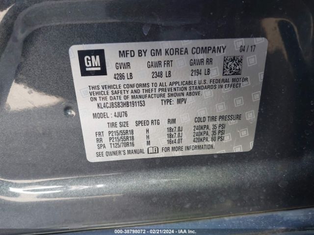 KL4CJBSB3HB191153 Buick Encore Preferred Ii