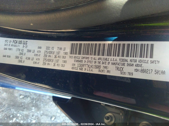 RAM 1500 Big Horn  4x4 5'7 Box 2020 1C6SRFFTXLN115609 Image 9