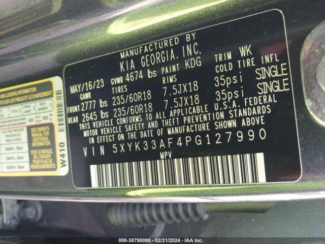 5XYK33AF4PG127990 KIA Sportage Ex