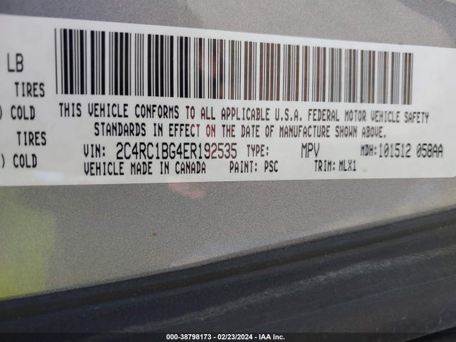 2C4RC1BG4ER192535 Chrysler Town & Country Touring