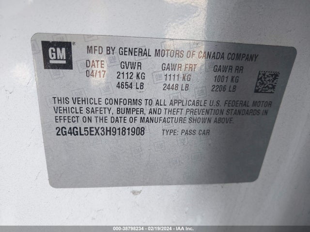 2G4GL5EX3H9181908 Buick Regal Turbo Sport Touring