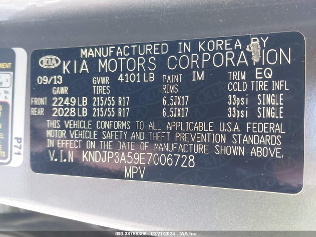 KIA SOUL + 2014 KNDJP3A59E7006728 Image 9