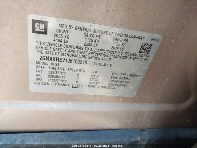 Chevrolet EQUINOX LS 2018 2GNAXHEV1J6162318 Image 9