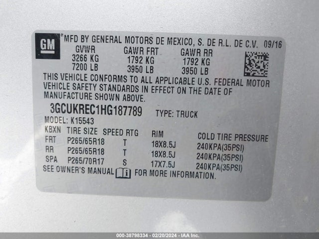 Chevrolet Silverado 1500 2lt 2017 3GCUKREC1HG187789 Image 9