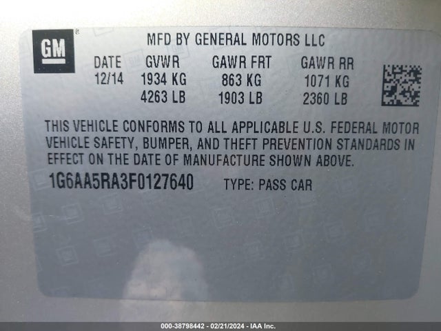 Cadillac Ats Standard 2015 1G6AA5RA3F0127640 Image 9