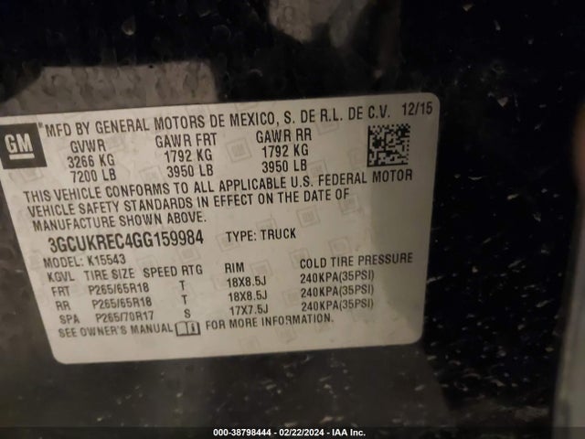 Chevrolet Silverado 1500 2lt 2016 3GCUKREC4GG159984 Image 9
