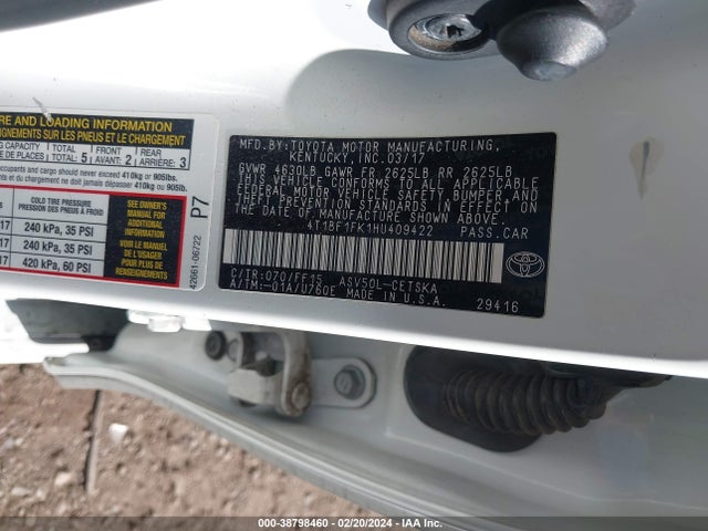 Toyota CAMRY SE 2017 4T1BF1FK1HU409422 Image 9