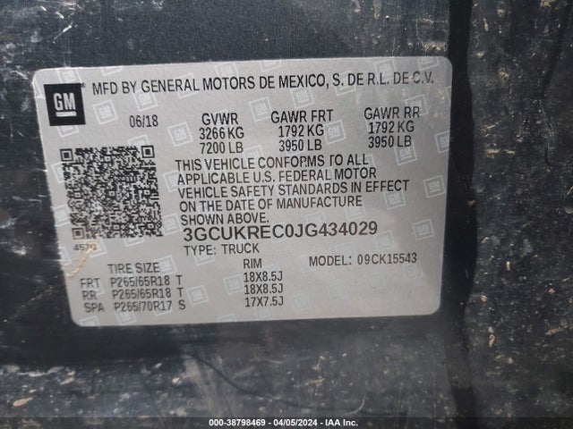 Chevrolet Silverado 1500 1lt 2018 3GCUKREC0JG434029 Image 9