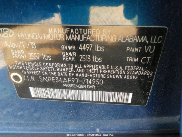 5NPE34AF9JH714950 Hyundai Sonata Sport+