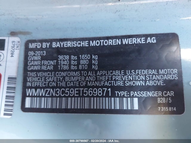 2014 MINI CONVERTIBLE WMWZN3C59ET569871 Photo 8