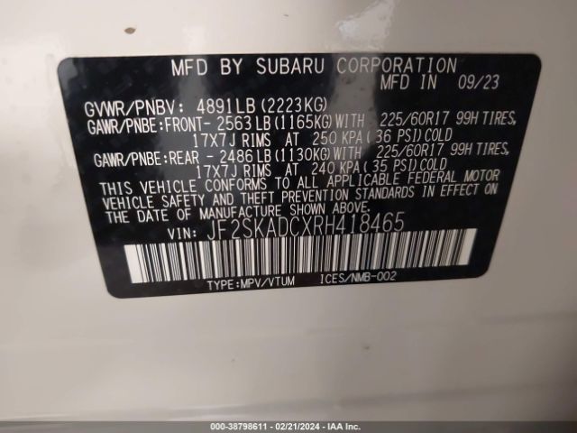 JF2SKADCXRH418465 Subaru Forester Premium