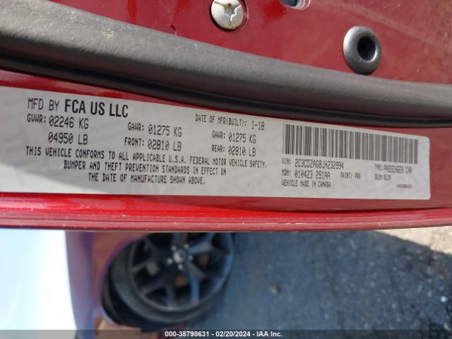 2C3CDZAG8JH232994 Dodge Challenger Sxt Plus
