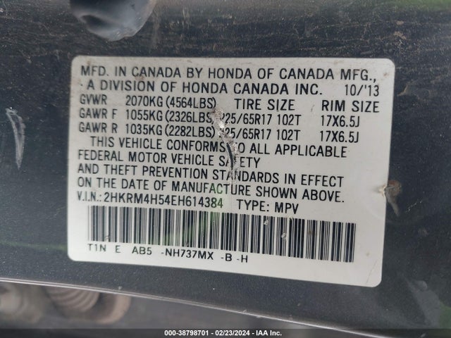 Honda CR-V EX 2014 2HKRM4H54EH614384 Image 9